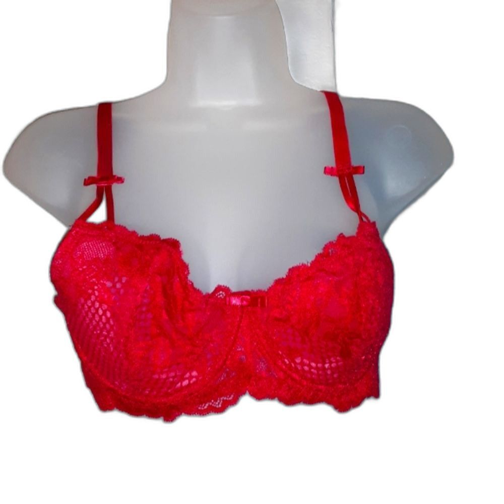 Youmita 36C Persian Red Unpadded Soft Lace Bra NWT